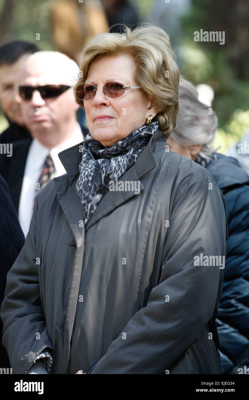 Queen ANNEMARIE(L) of Greece and Denmark attends the ceremony. The