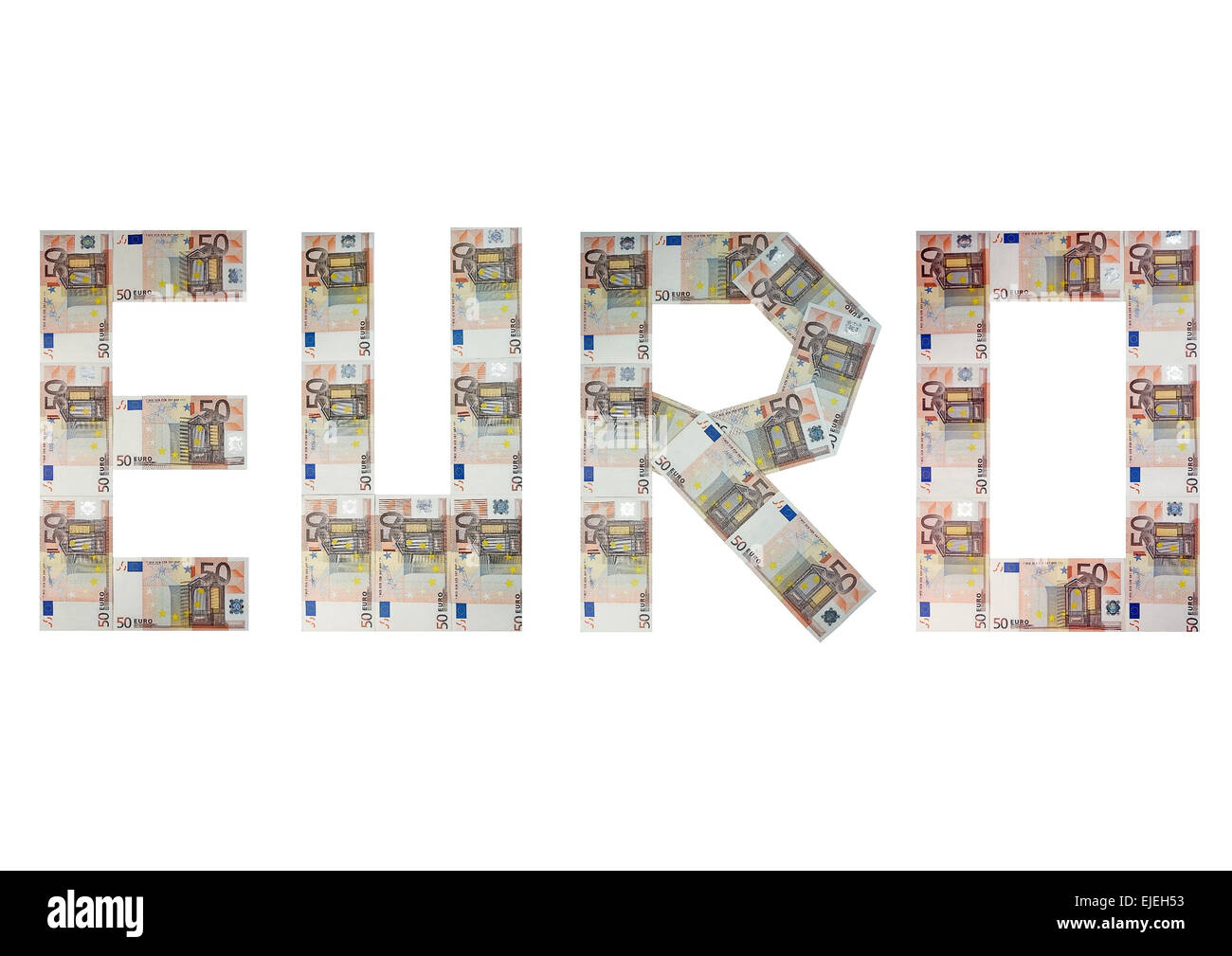 The word euro made with euro notes Stock Photo Alamy
