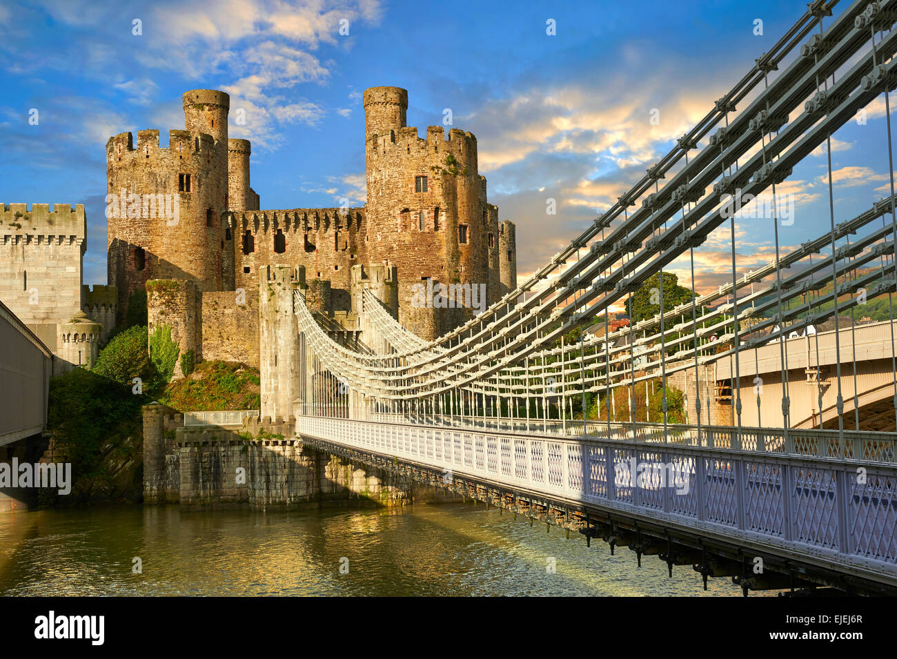 The medieval Conwy Castle built 1283 for Edward 1st, a UNESCO World Heritage Site, Conwy, Wales Stock Photo