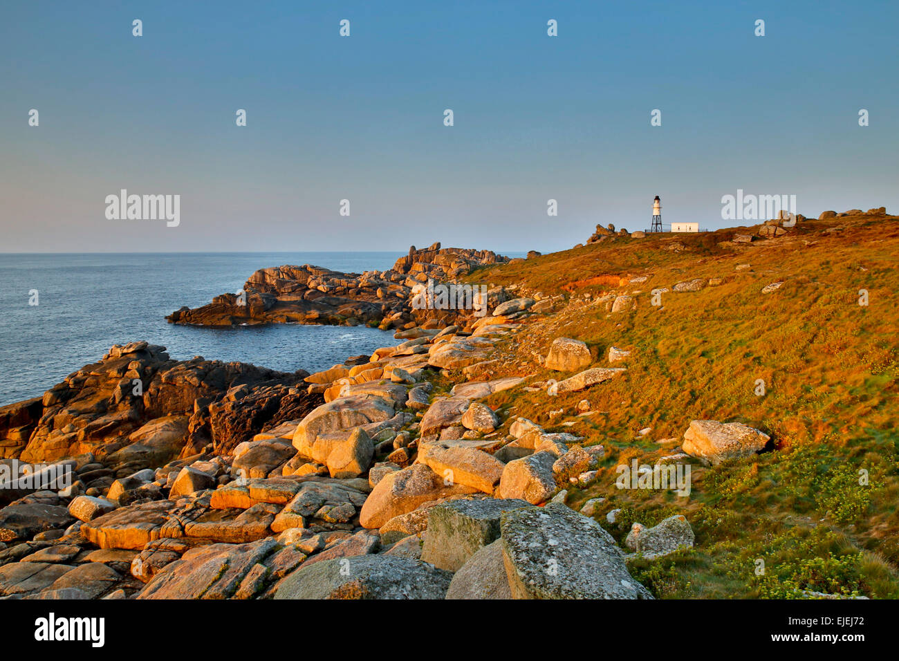 Peninnis; Lighthouse; St Mary's Isles of Scilly; UK Stock Photo