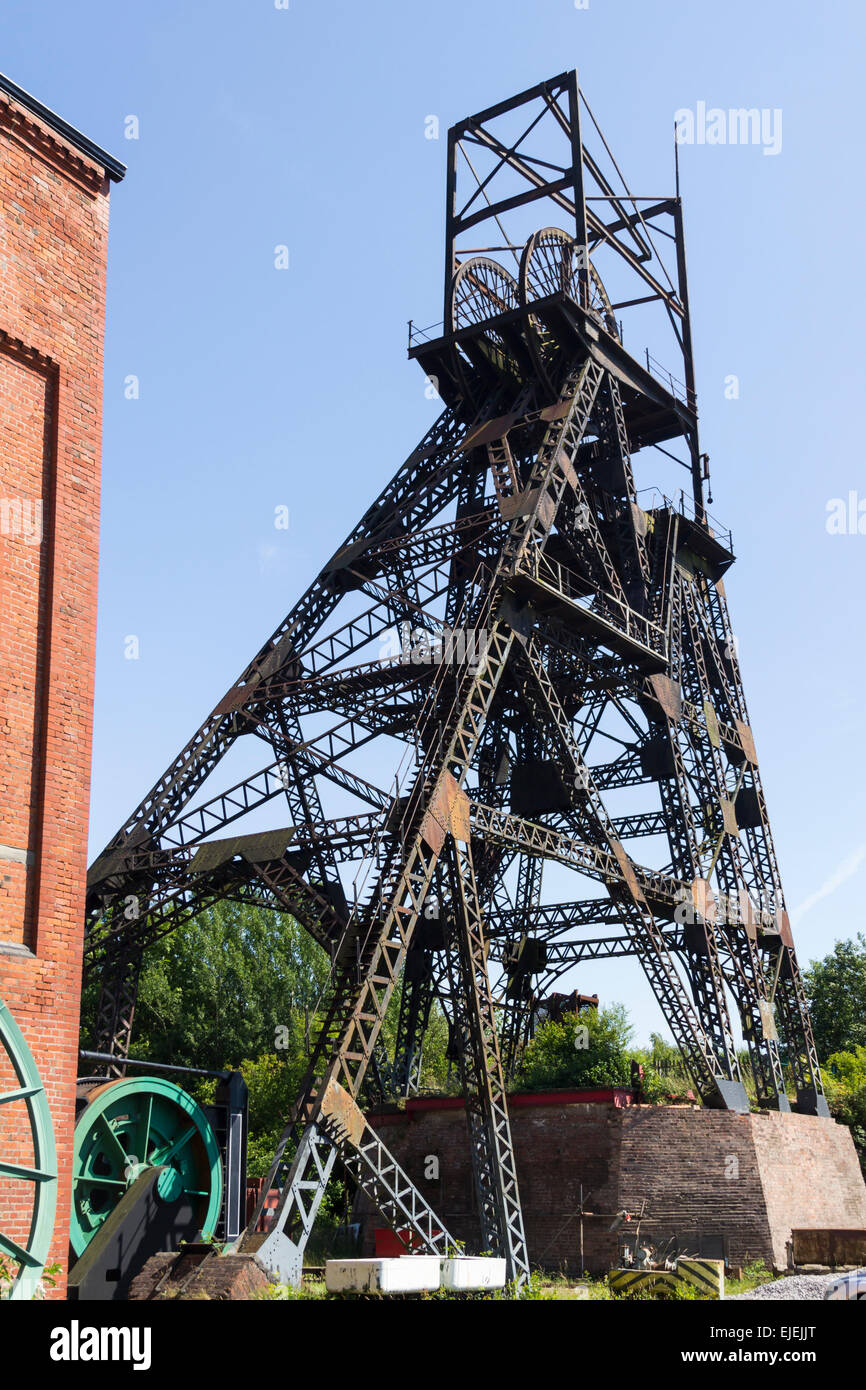 Pithead winding gear at Astley Green Colliery Museum. The former coal mine is in the village of Astley, near Manchester. Stock Photo
