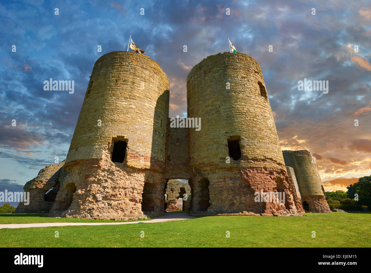 Rhuddlan Castle built in 1277 for Edward 1st next to the River Clwyd, Rhuddlan, Denbighshire, Wales Stock Photo