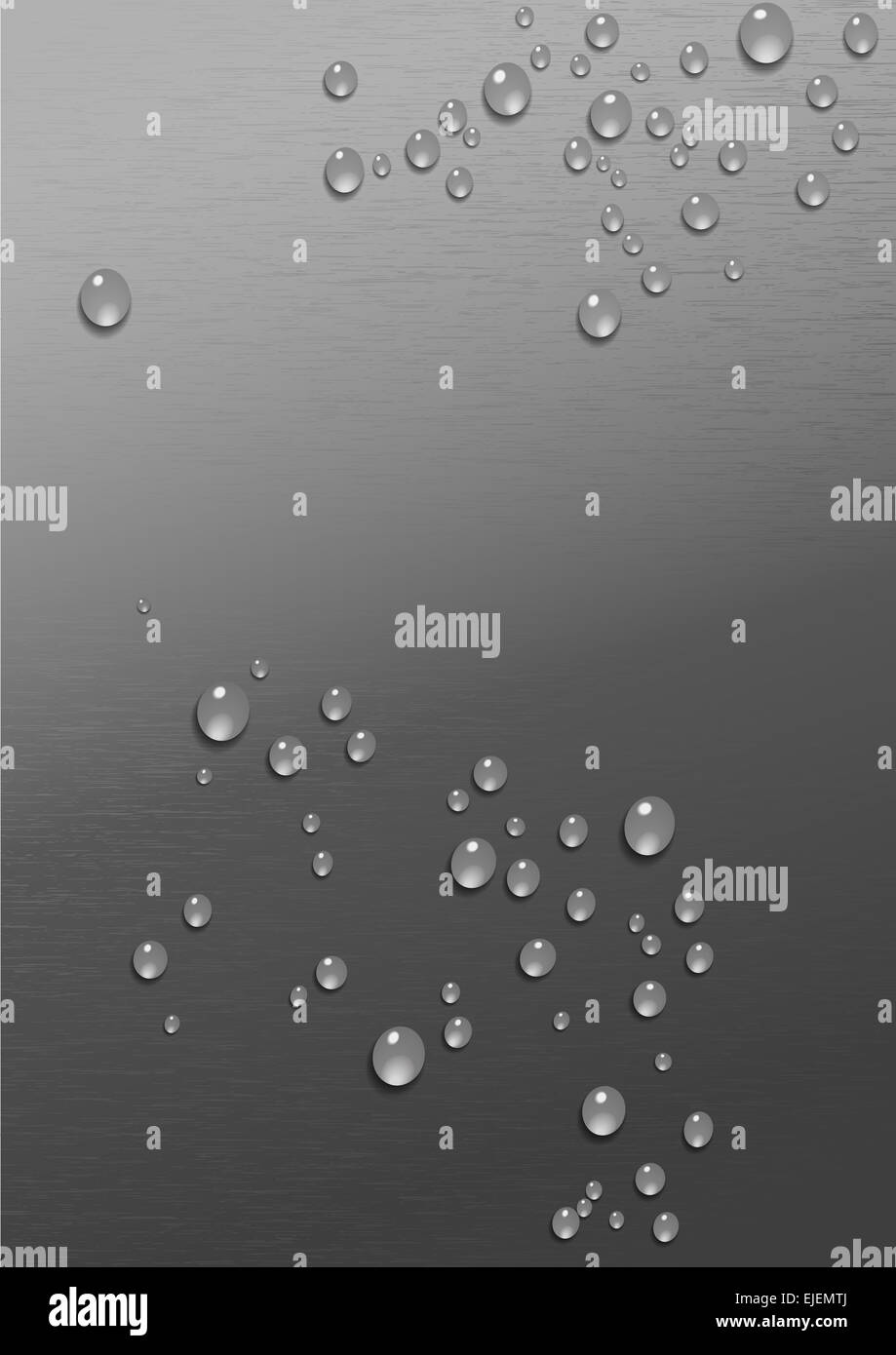 Water on Steel Textured Background Stock Photo