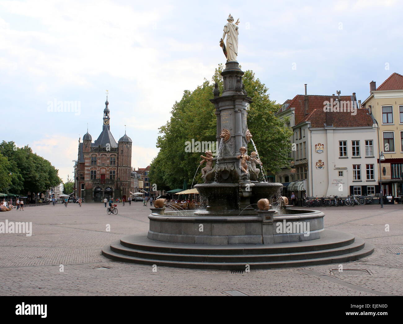 Wilhelmina Fountain 1898 On Brink Square In Deventer Netherlands wilhelmina-fountain-1898-on-brink-square-in-deventer-netherlands