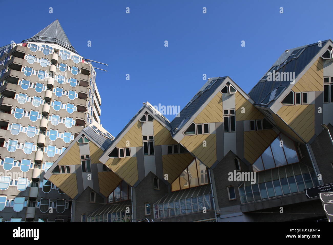 Kubuswoningen or Cube Houses from the 1970s in Rotterdam, The Netherlands, designed by Dutch architect  Piet Blom Stock Photo