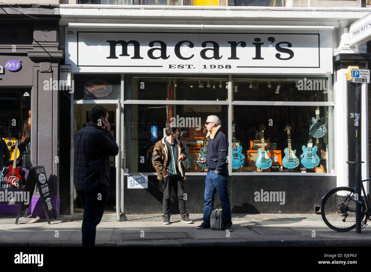 Macari's Musical Instruments in Denmark Street in the West End of Central  London Stock Photo - Alamy