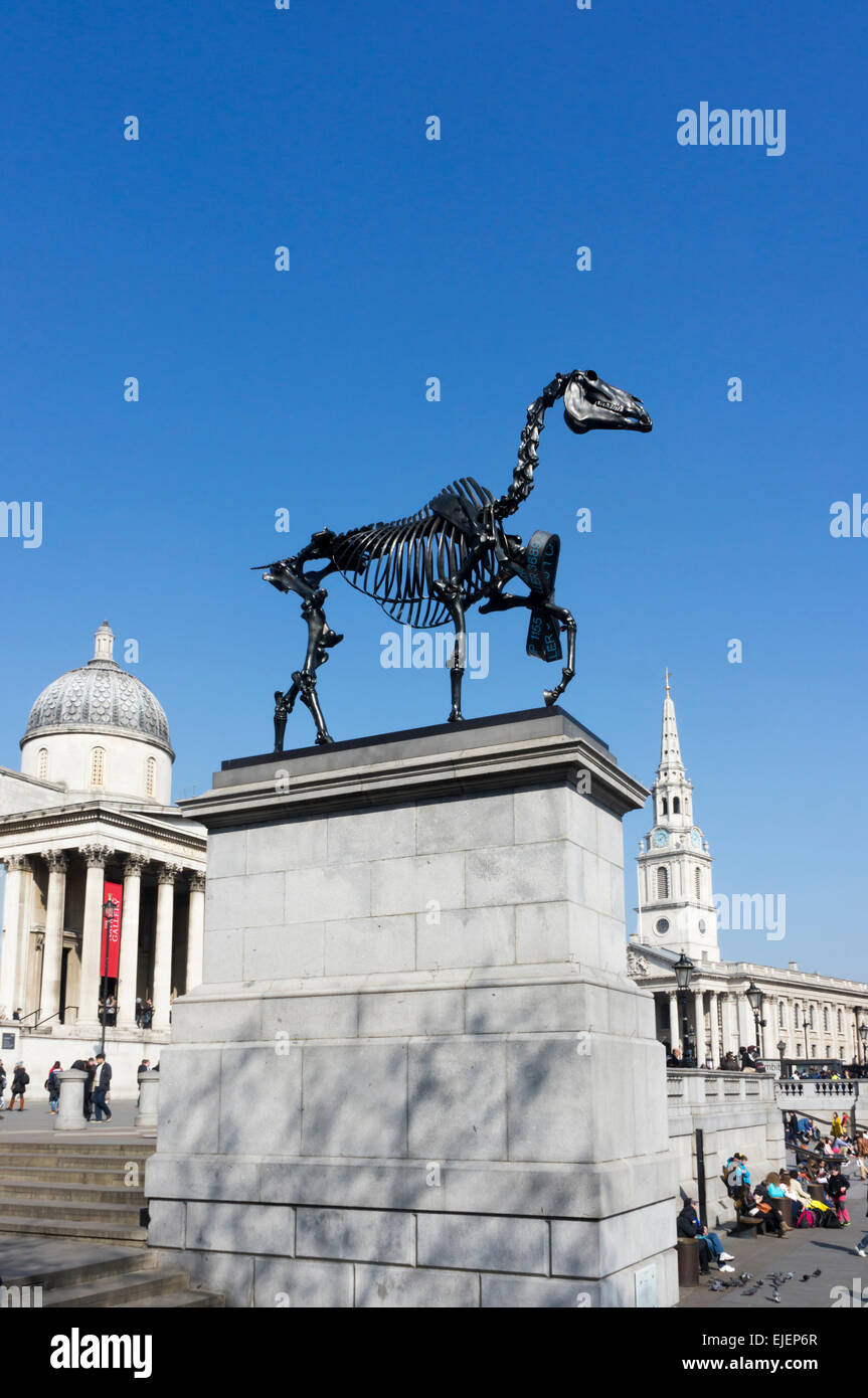 Gift Horse by Hans Haacke on the Fourth Plinth in Trafalgar Square. Stock Photo