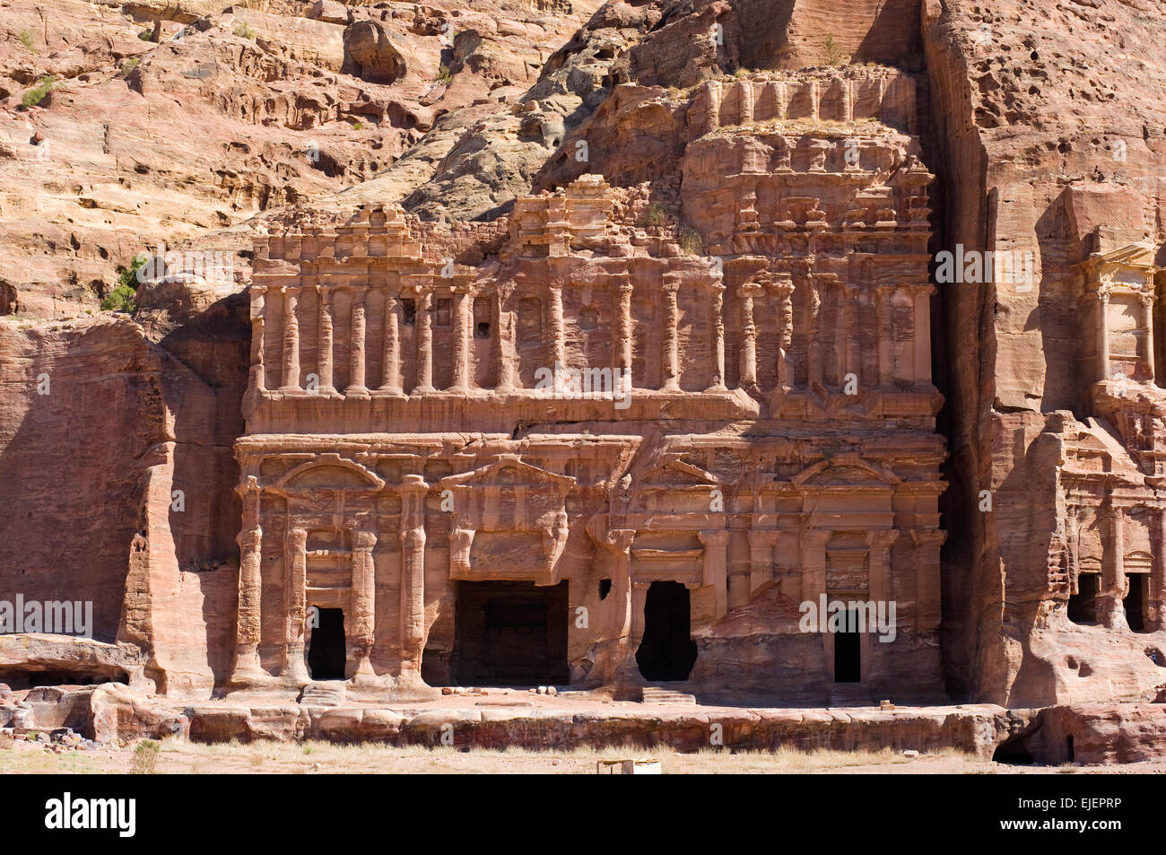 The Palace tomb, one of the 'Royal Tombs' in Petra in Jordan Stock Photo