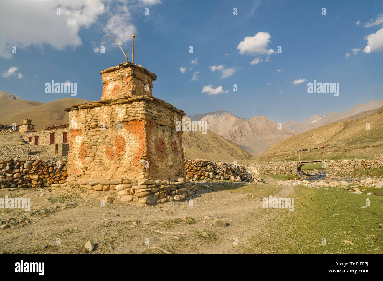Scenic buddhist shrine in Himalayas mountains in Nepal Stock Photo - Alamy