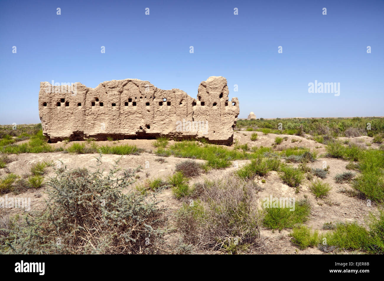 Large temple in desert near Merv, Turkmenistan Stock Photo