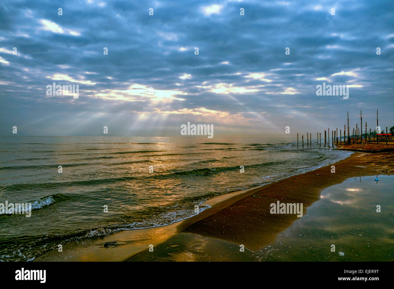 Quiet morning in Bandar-e Anzali port by Caspian Sea in northern Iran Stock Photo