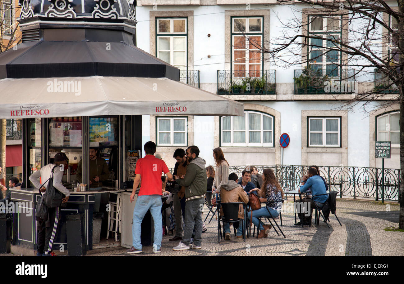 Largo de Camões Kiosk in Lisbon - Portugal Stock Photo