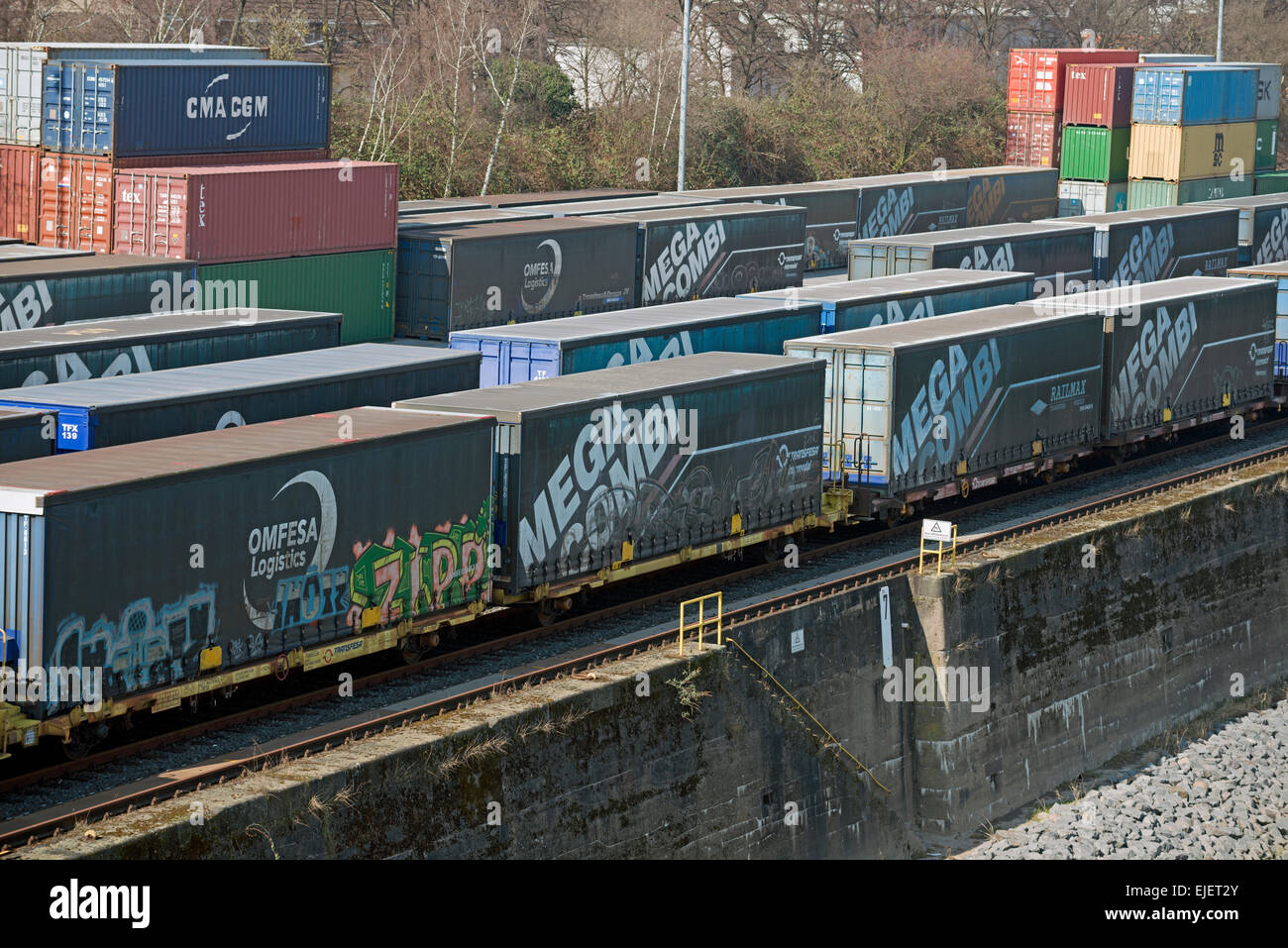 Rail freight terminal, Niehl, Cologne, Germany. Stock Photo