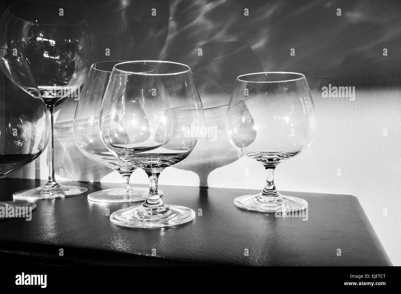 Cocktail Glasses And Their Shadows Stock Photo