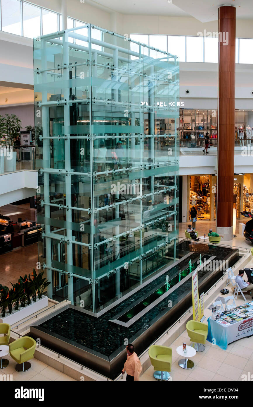 The glass elevator at the new University Town Center Mall located just off I-75 on University Parkway in Sarasota FL Stock Photo