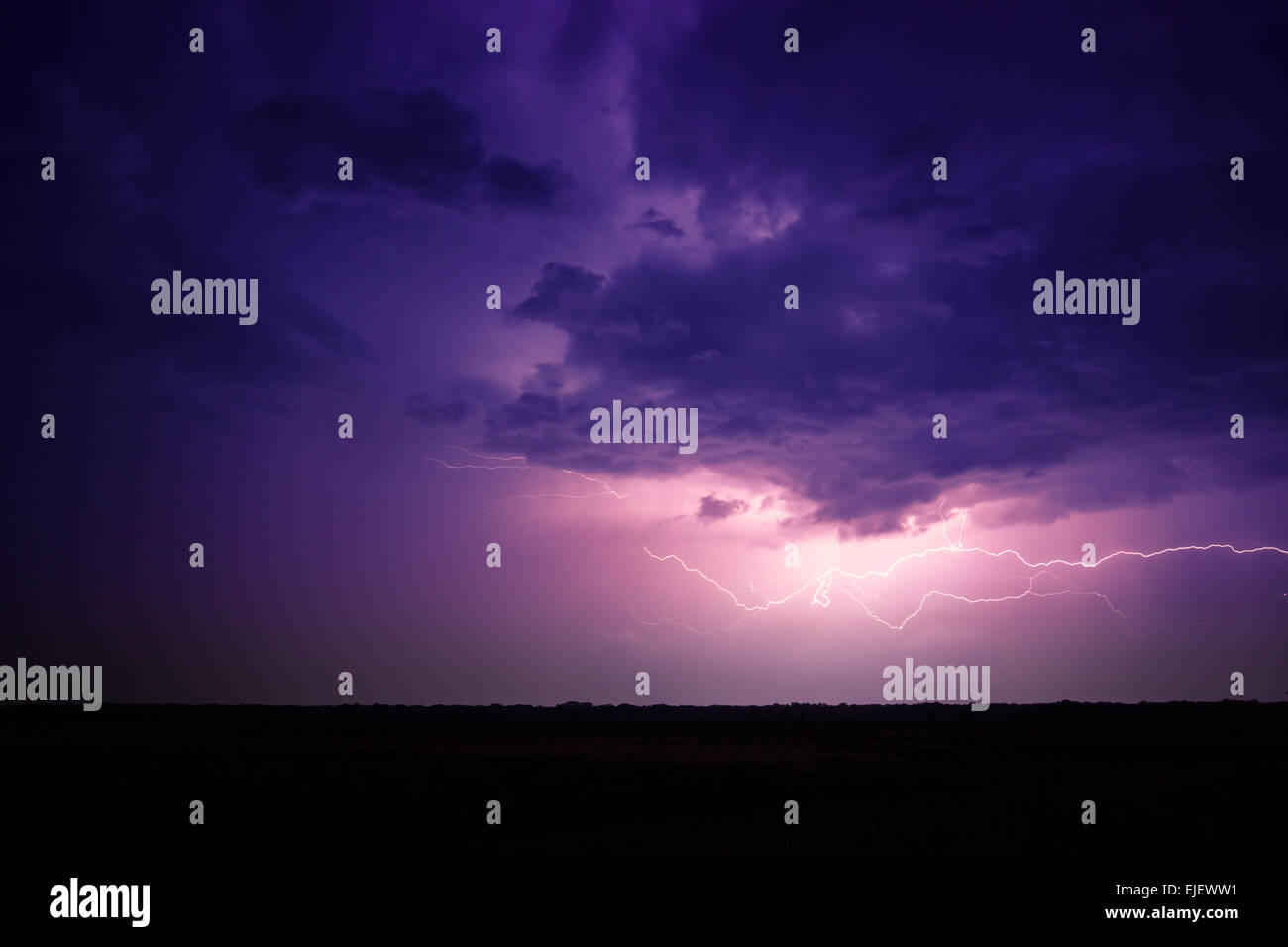 clouds and thunder lightnings and storm in Hungary Stock Photo