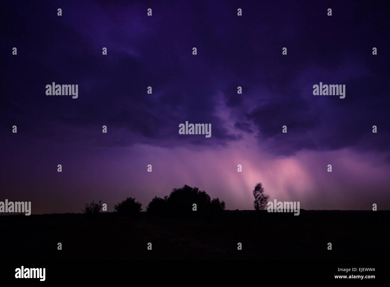 clouds and thunder lightnings and storm in Hungary Stock Photo