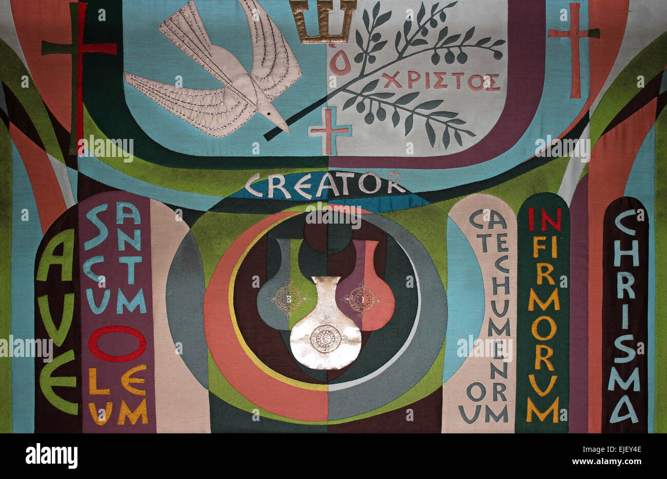 Fabric Panel Depicting The Holy Oils As Instruments Of The Church's ...