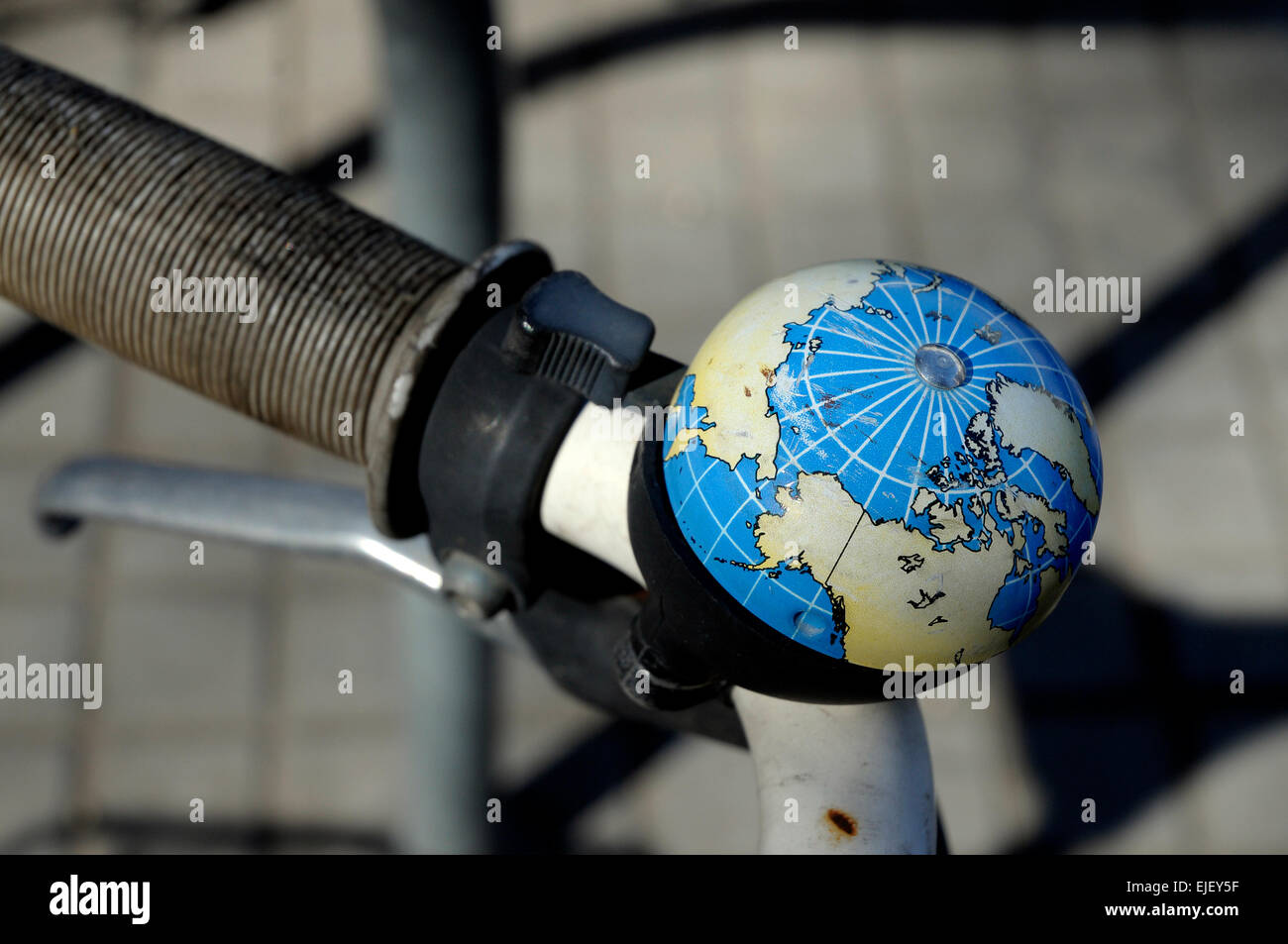 bicycle bell, world map, biking, movement, sound Stock Photo Alamy