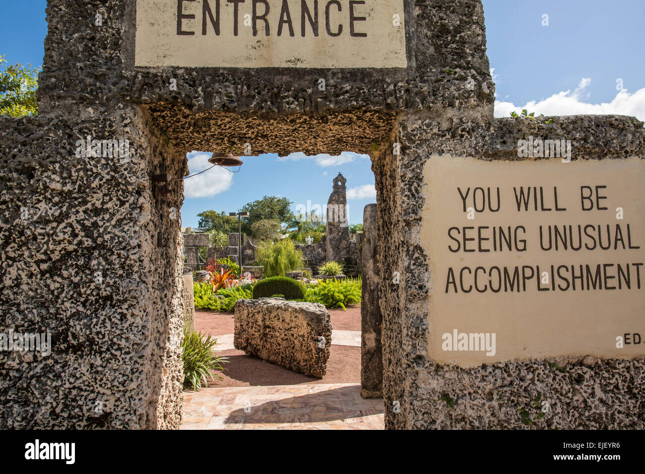 Coral Castle Or Rock Gate Park In Homestead Florida Single Handedly Built By Edward Leedskalnin Over The Course Of 30 Years Stock Photo Alamy