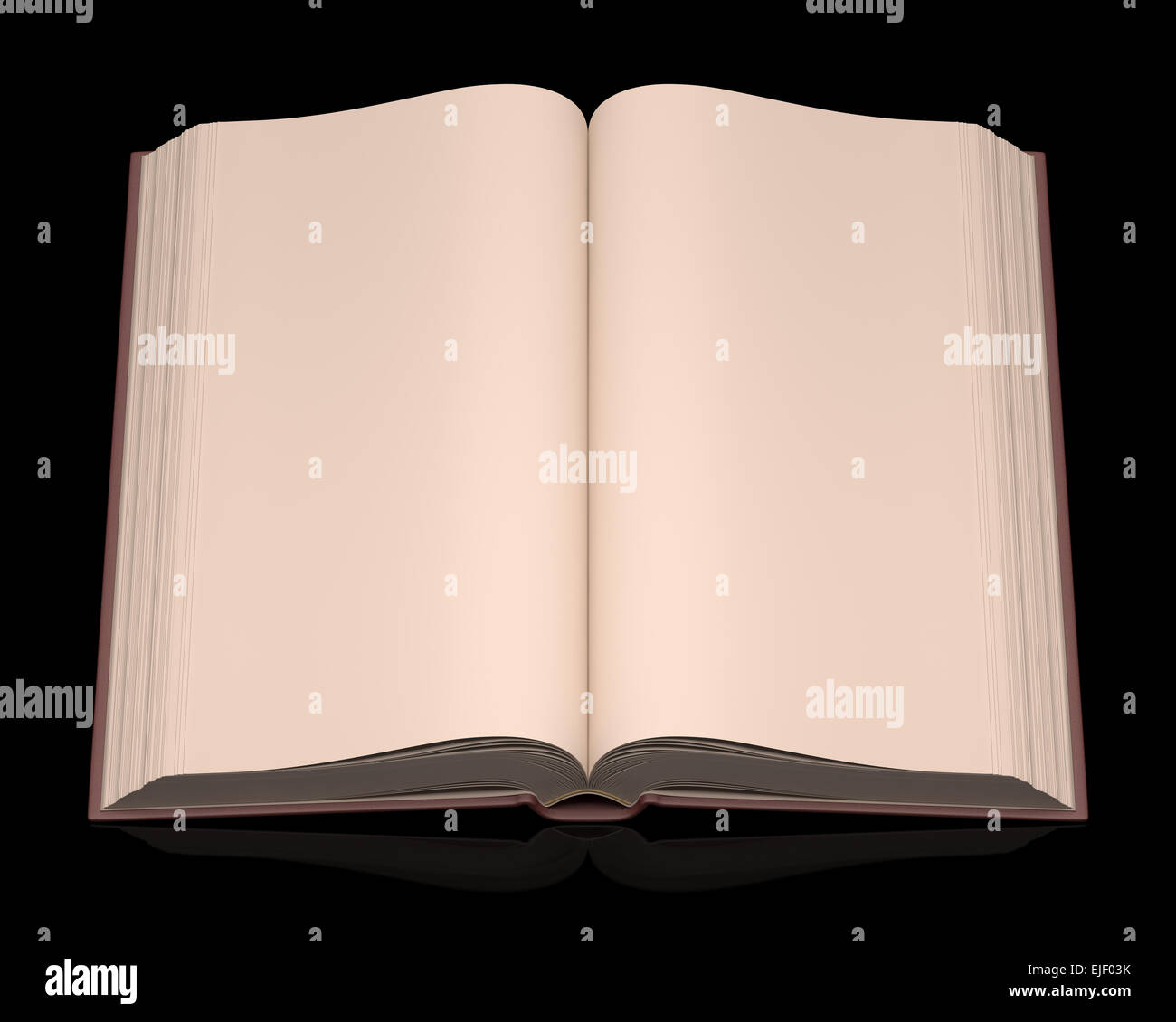 Open book without scriptures on top of a black background. Clipping path included. Stock Photo