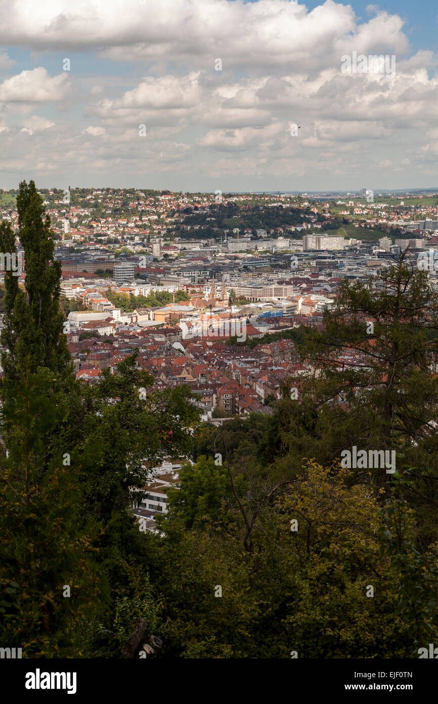 Scenic rooftop view of Stuttgart, Germany showing modern high-rise ...