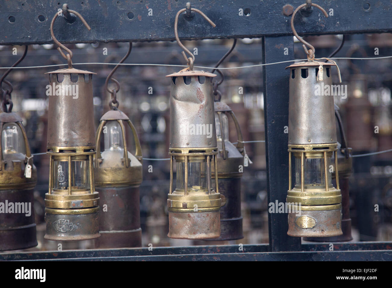 Mining lamps in the mining museum in Lewarde, France. Stock Photo