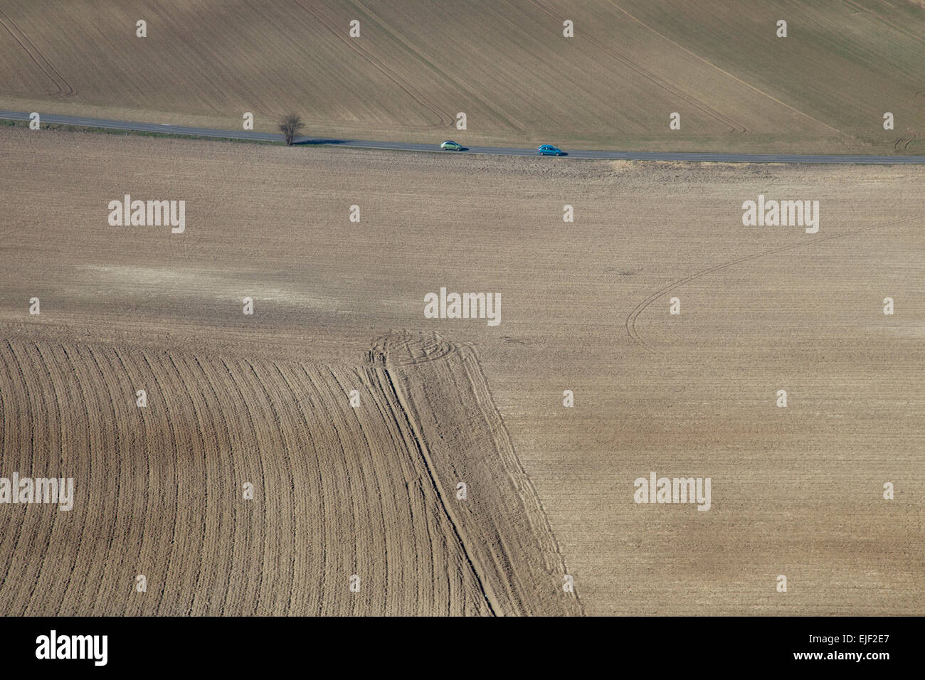 Aerial view on farm land Stock Photo