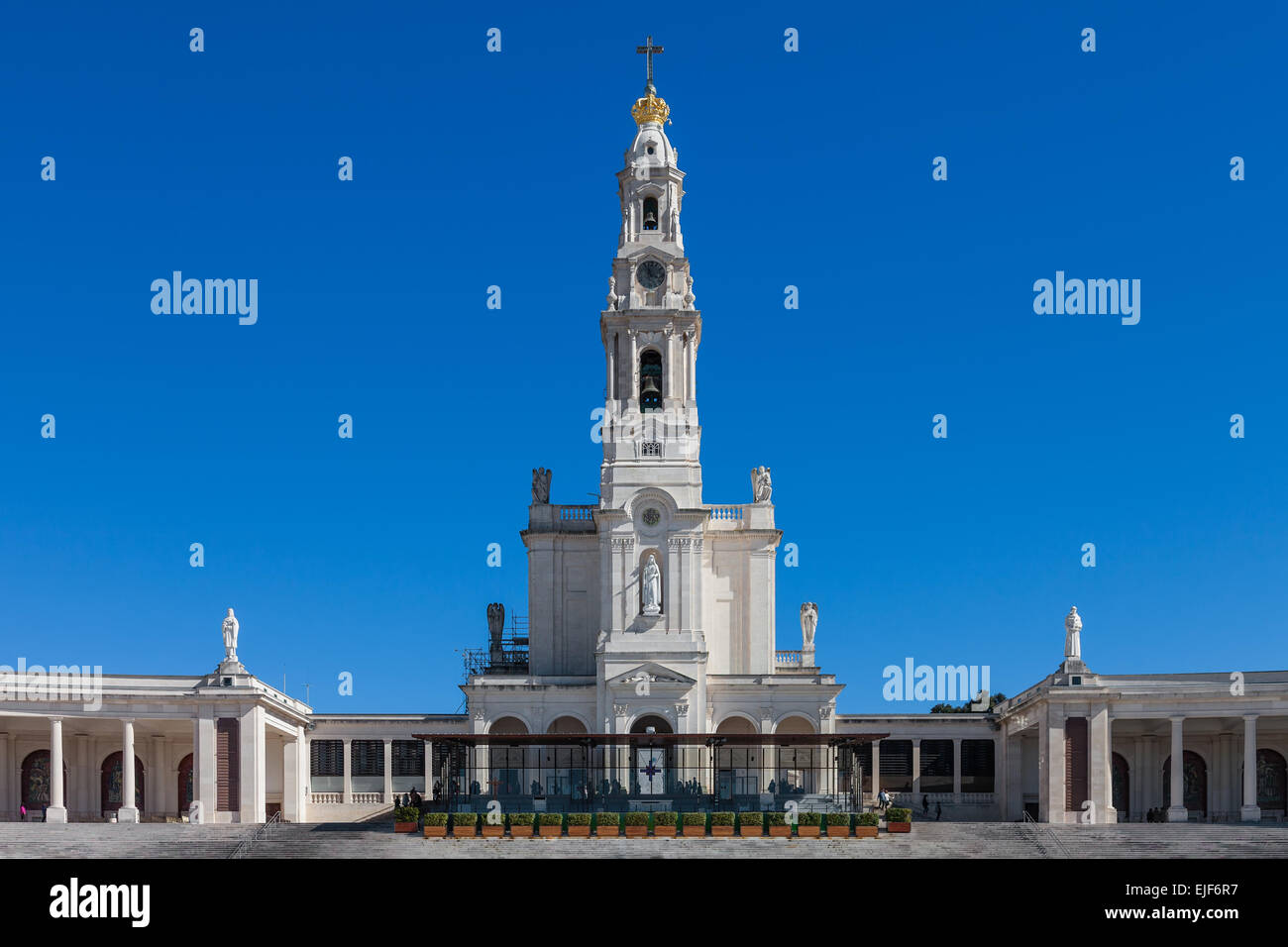 Sanctuary of Fatima, Portugal. Basilica of Our Lady of the Rosary in the Sanctuary of Fatima. Stock Photo