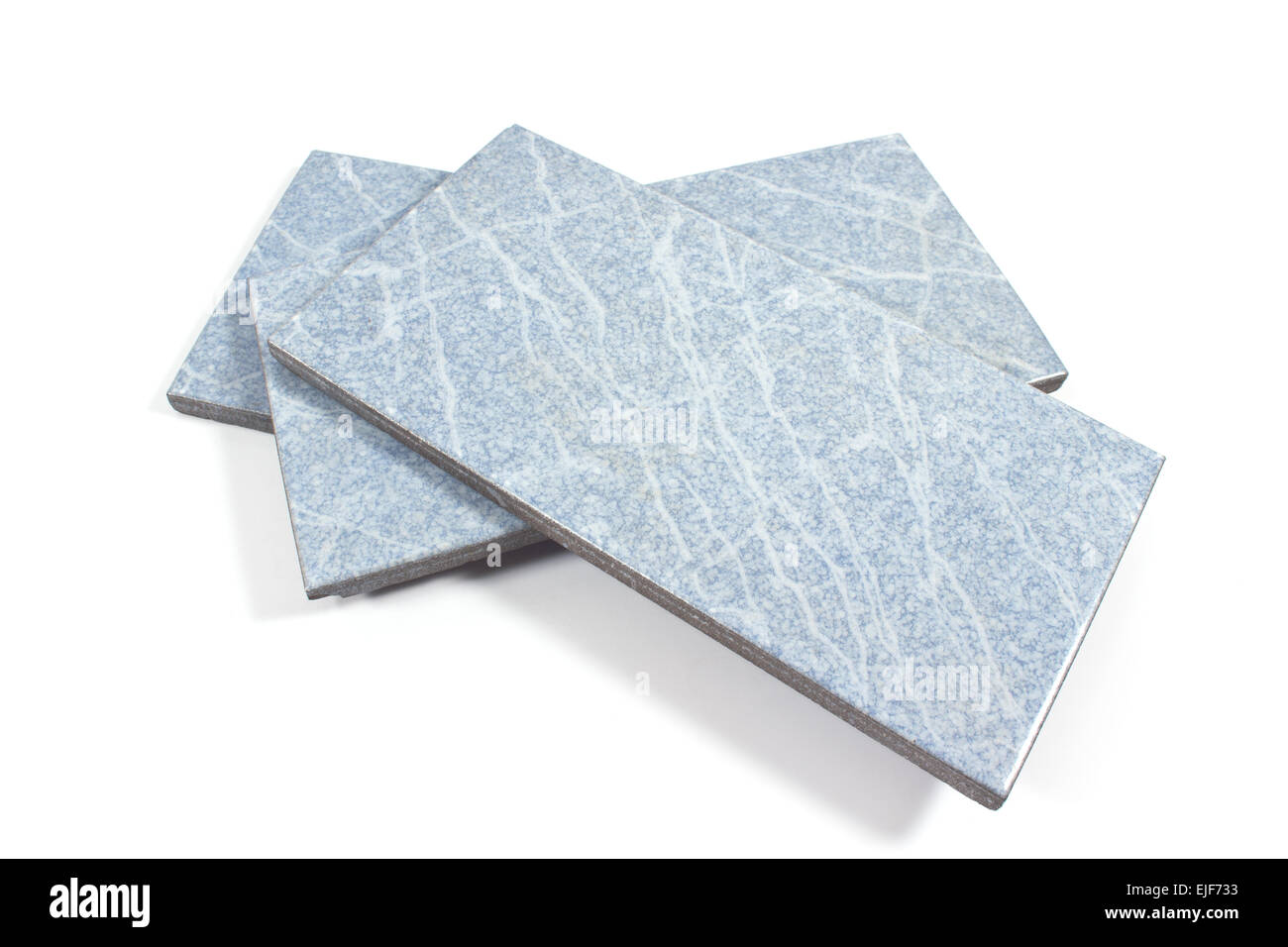 Blue ceramic tiles on white Stock Photo