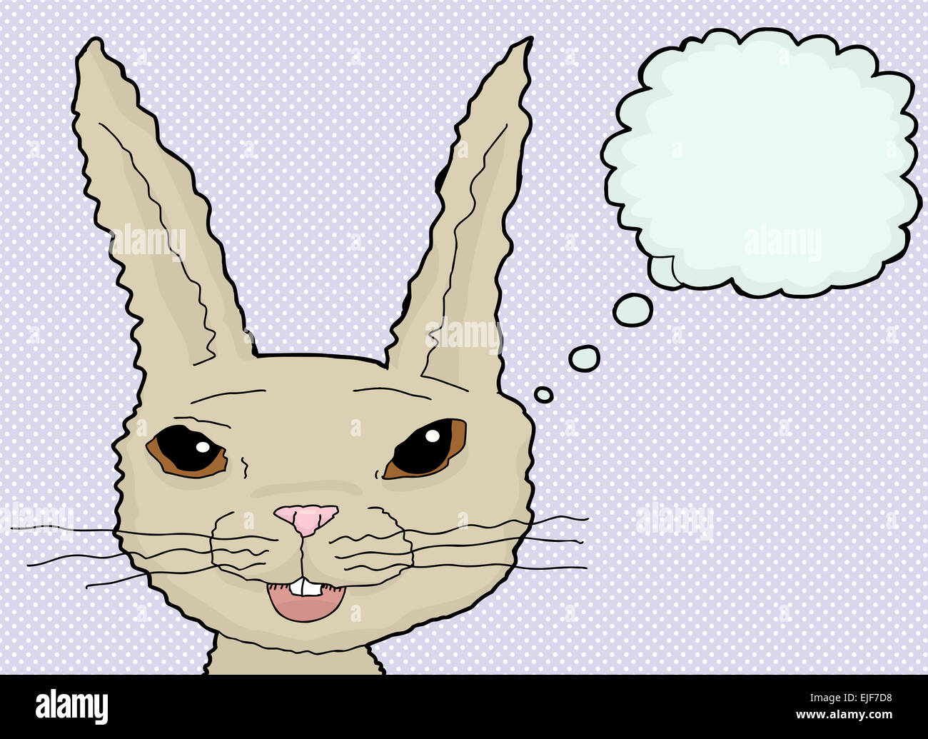 Cheerful cartoon rabbit with smile over blue Stock Photo - Alamy