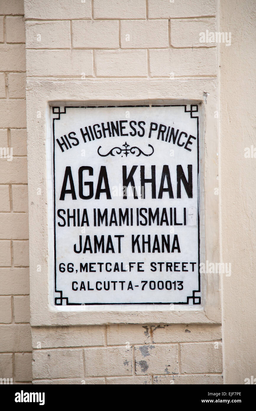 Sign for Aga Khan 66 Metcalfe Street Stock Photo