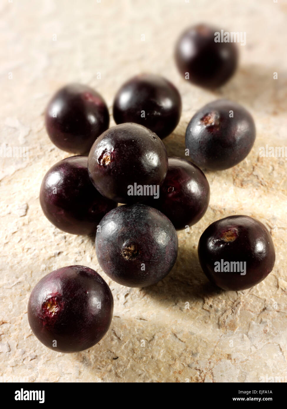 Whole fresh Acai (Açai) berry fruits Stock Photo