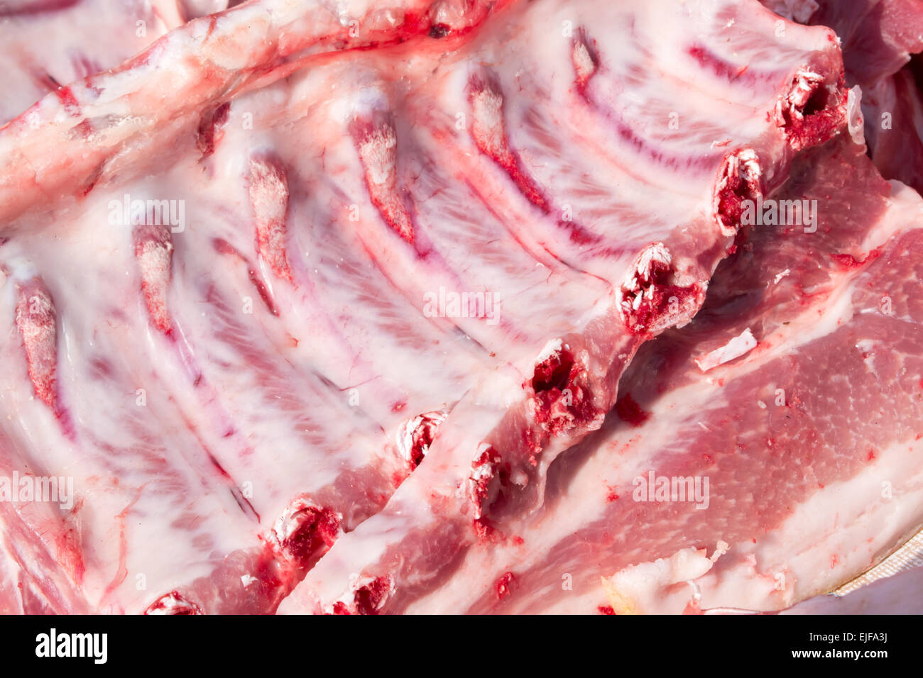 The essential cooking ingredient raw pork ribs make delicious BBQs Stock Photo