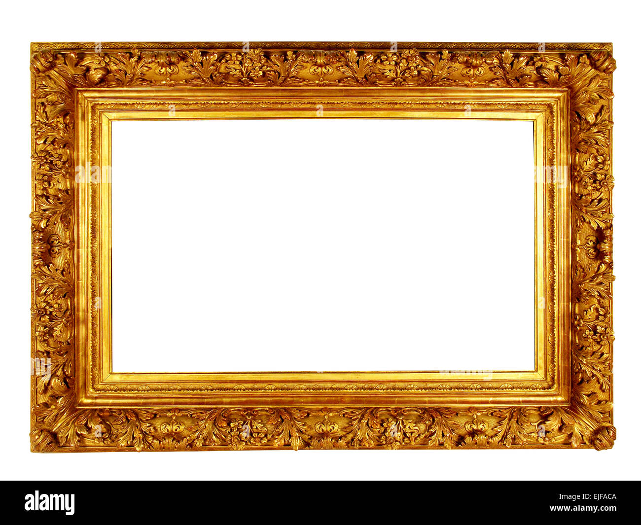 Gold style carved photo frame with carved details Stock Photo