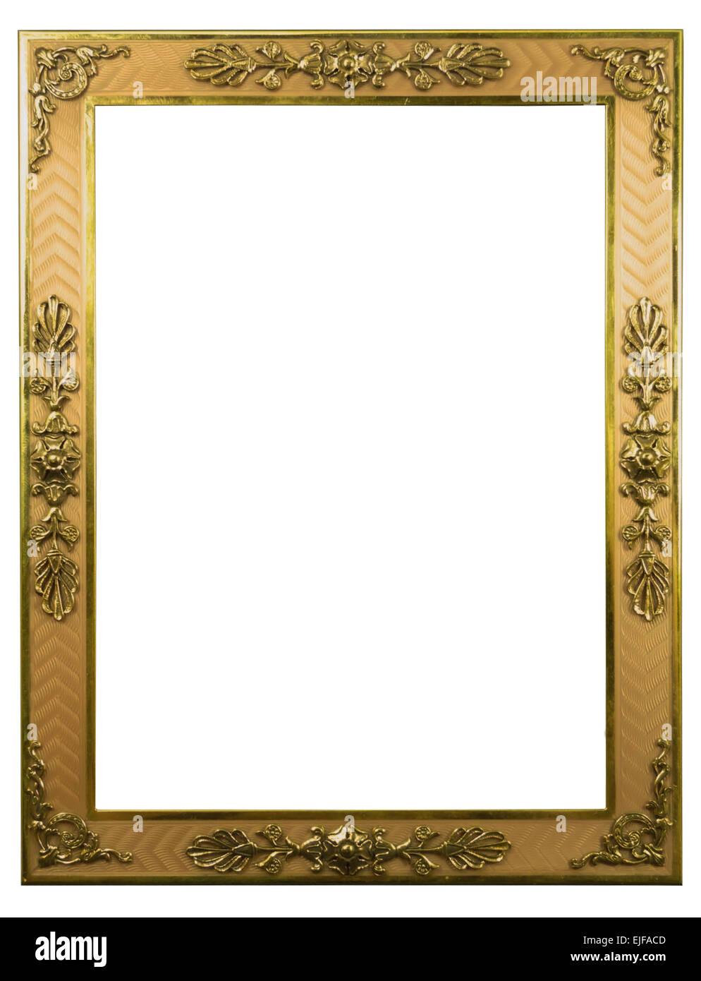 Gold metal style classic gilded photo frame isolated on white Stock Photo