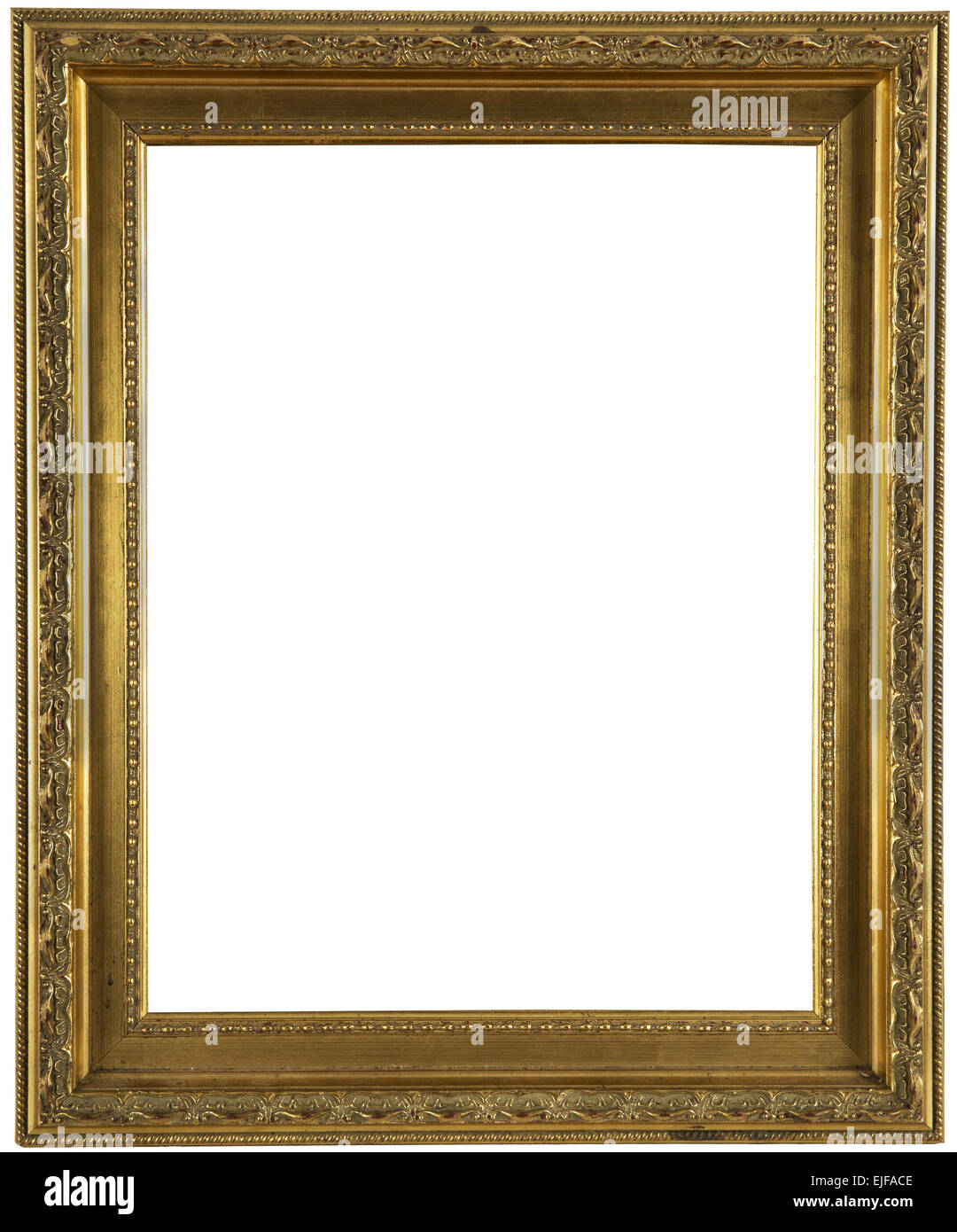 Gold metal style classic photo frame isolated on white Stock Photo