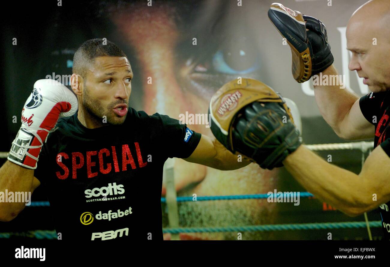 Kell Brook training at St Thomas Boys Club Sheffield ahead of his fight Stock Photo