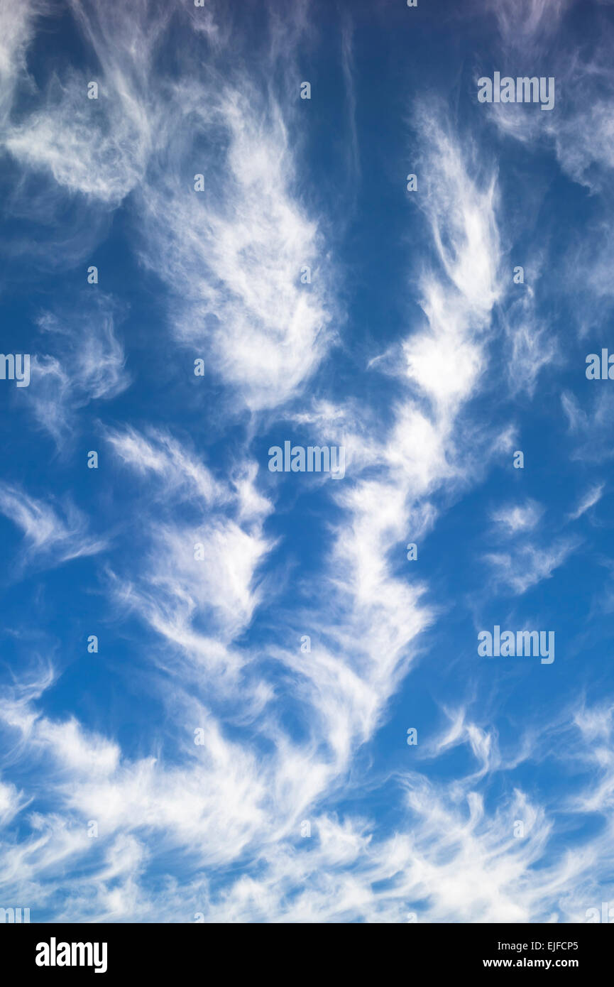 Cirrus clouds in blue sky Stock Photo