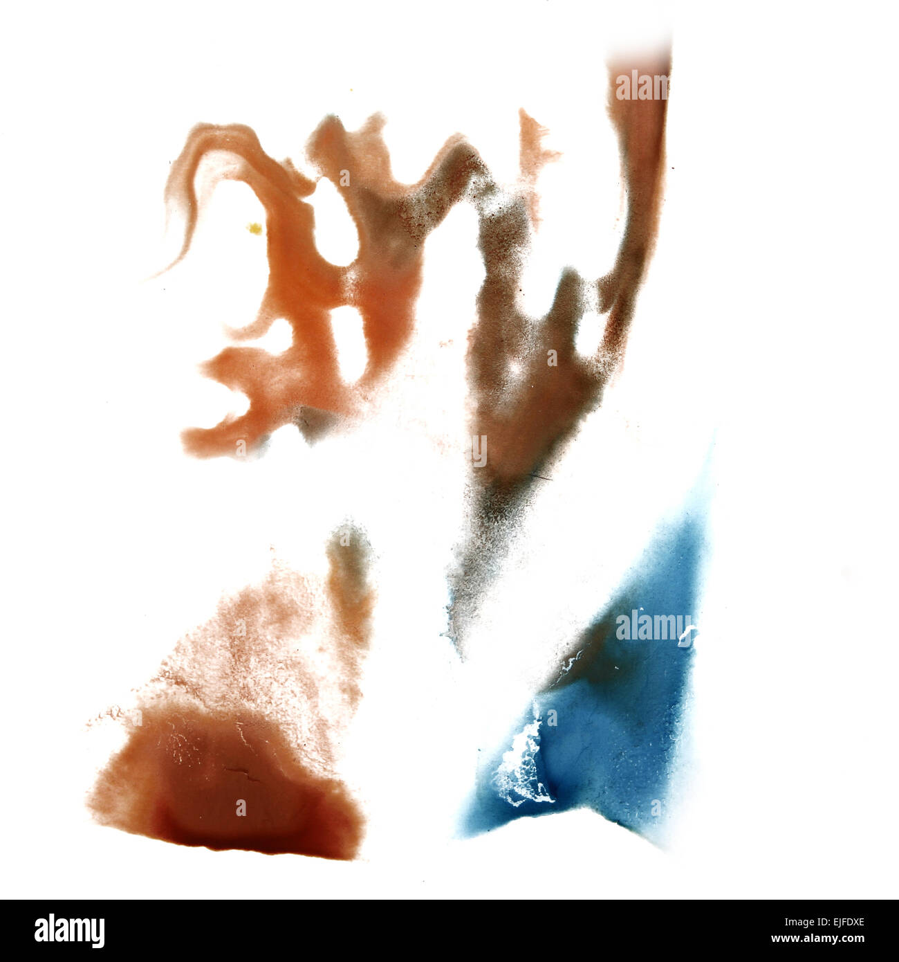 abstract hand brown, blue drawn watercolor blot insult Rorschach Stock ...