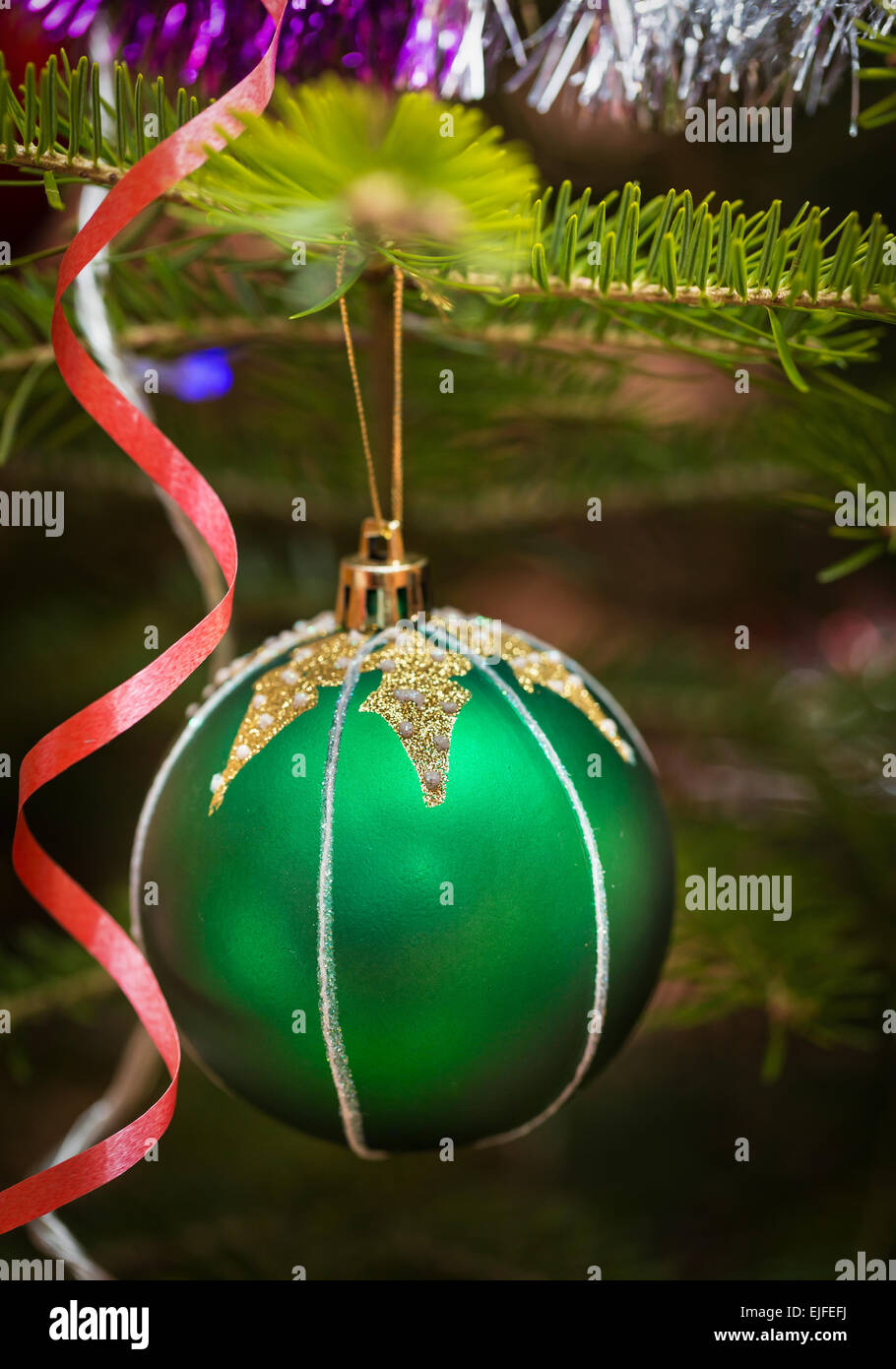 White christmas tree green balls hires stock photography and images