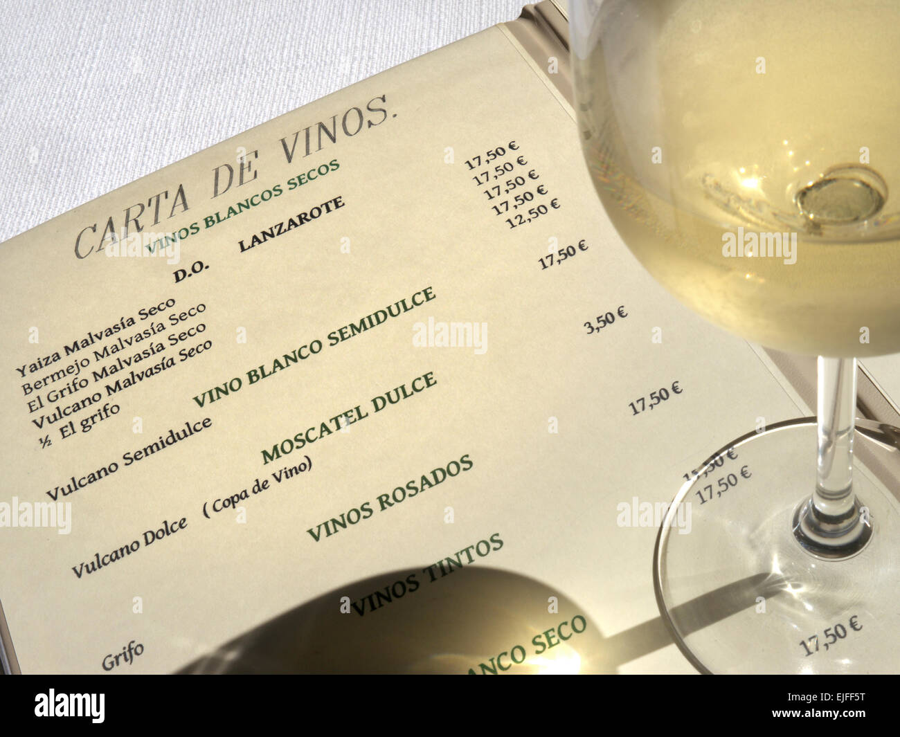 white wine menu