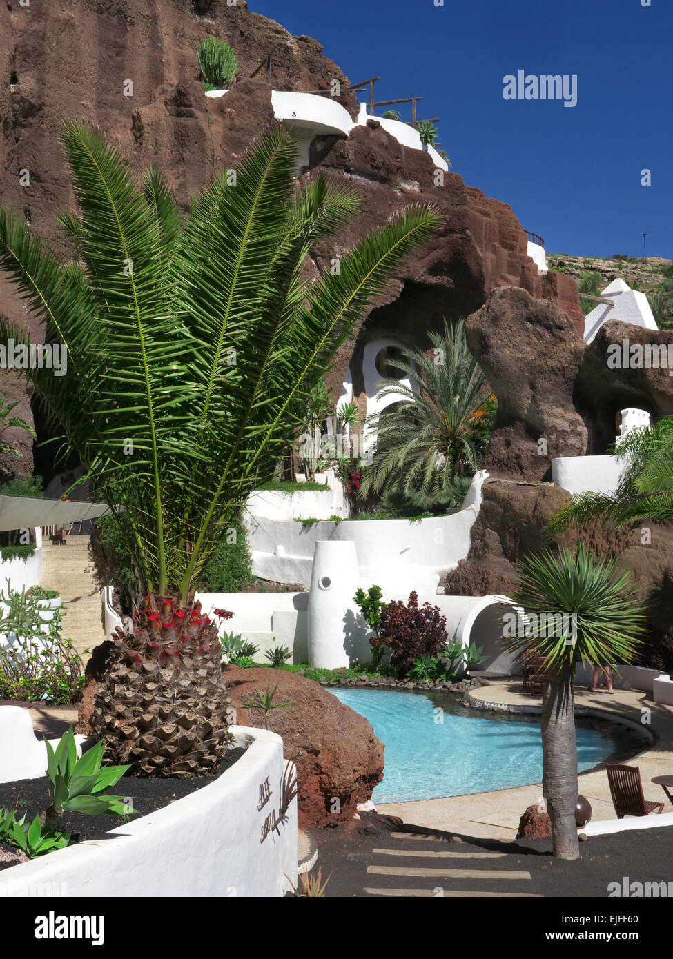 LagOmar house lake and grounds built into hillside in Nazaret Lanzarote