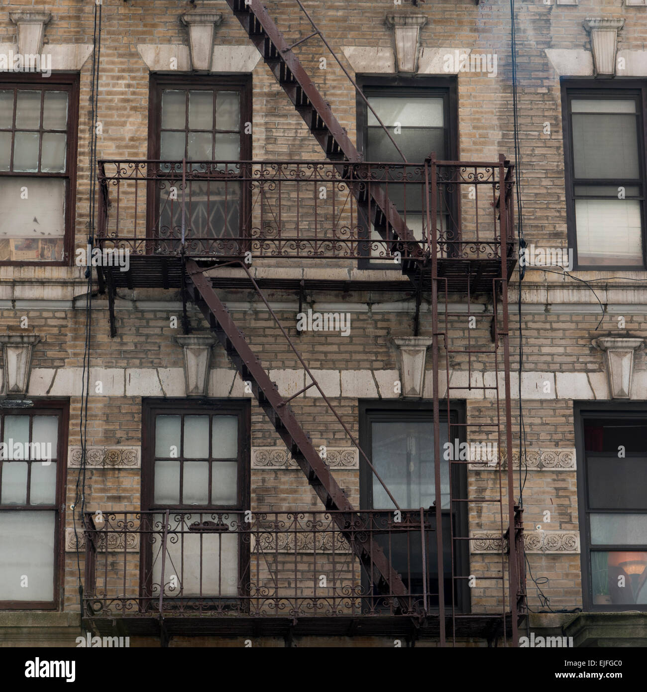 Fire Escape on exterior of a building, Midtown, New York City, New York ...