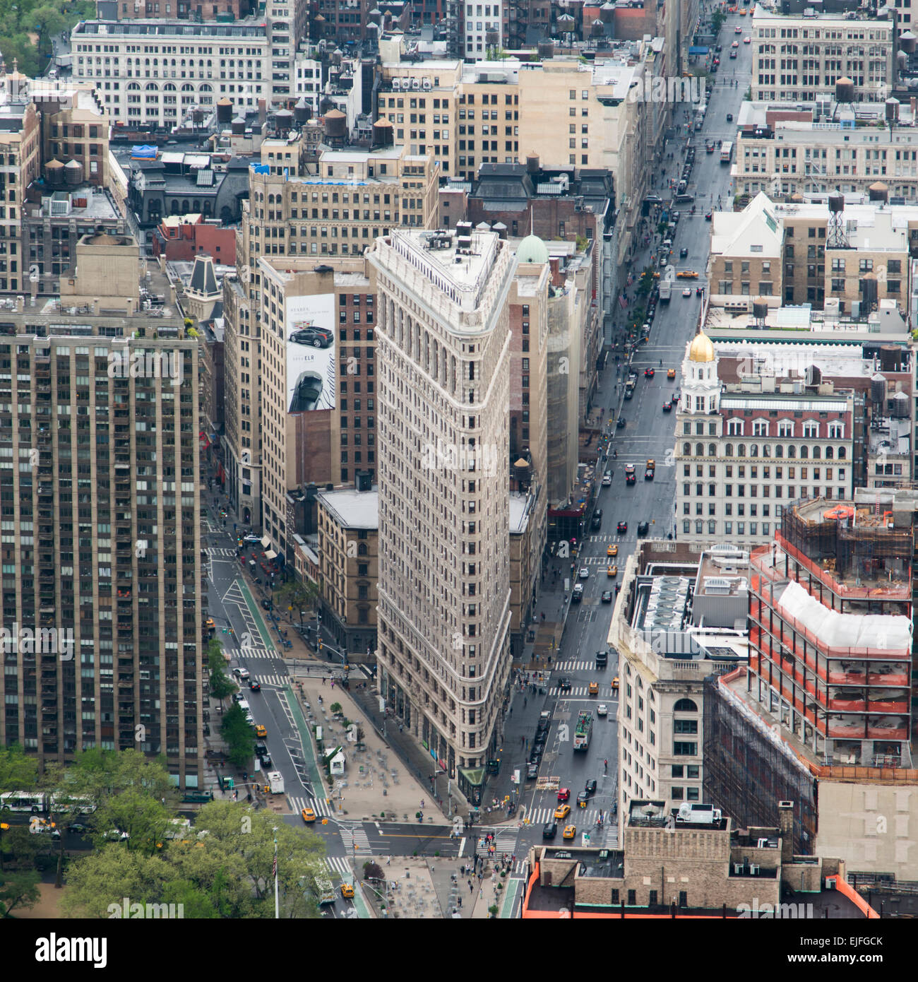 Aerial View of Street and Flatiron Building, Manhattan, New York City, New York State, USA Stock Photo
