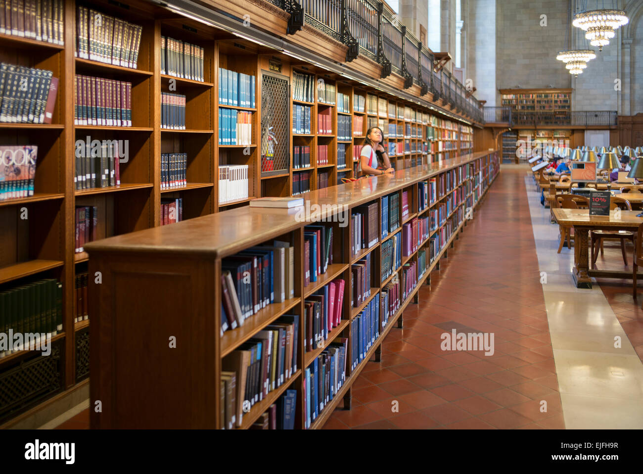 Bookshelves in the New York Public Library, Midtown, Manhattan, New