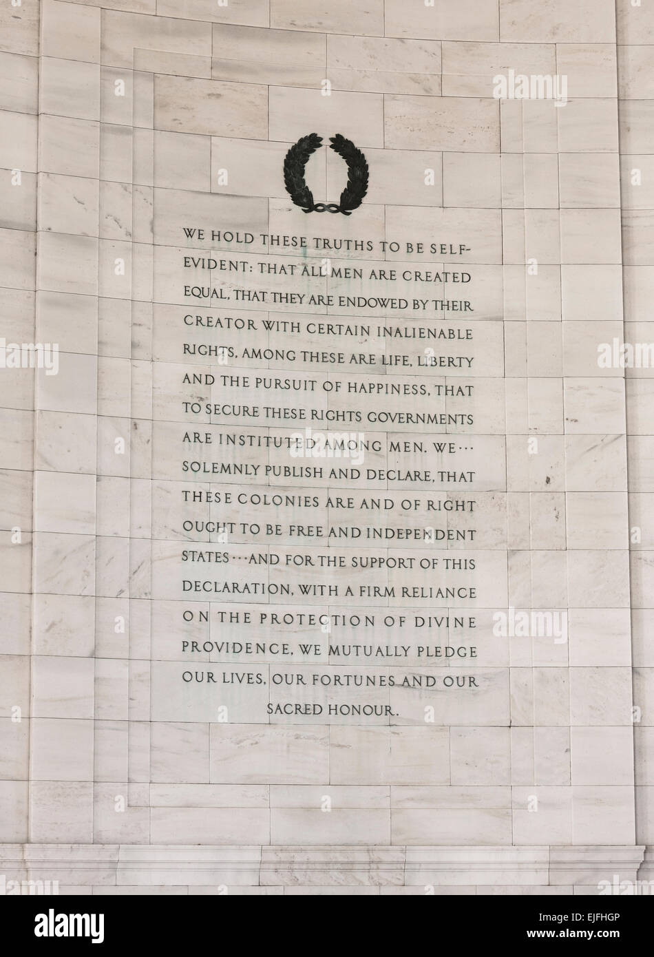 WASHINGTON, DC, USA - Jefferson Memorial, Declaration of Independence. Stock Photo