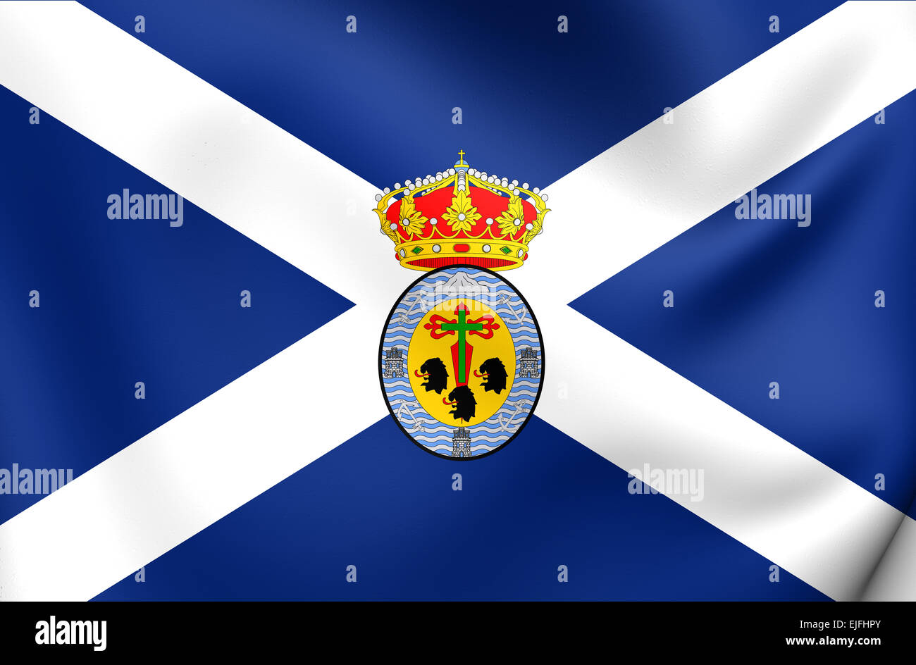 Santa Cruz de Tenerife Province Flag, Spain. Close Up. Stock Photo