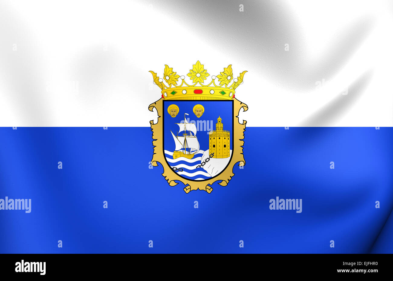 Flag of Santander, Spain. Close Up. Stock Photo
