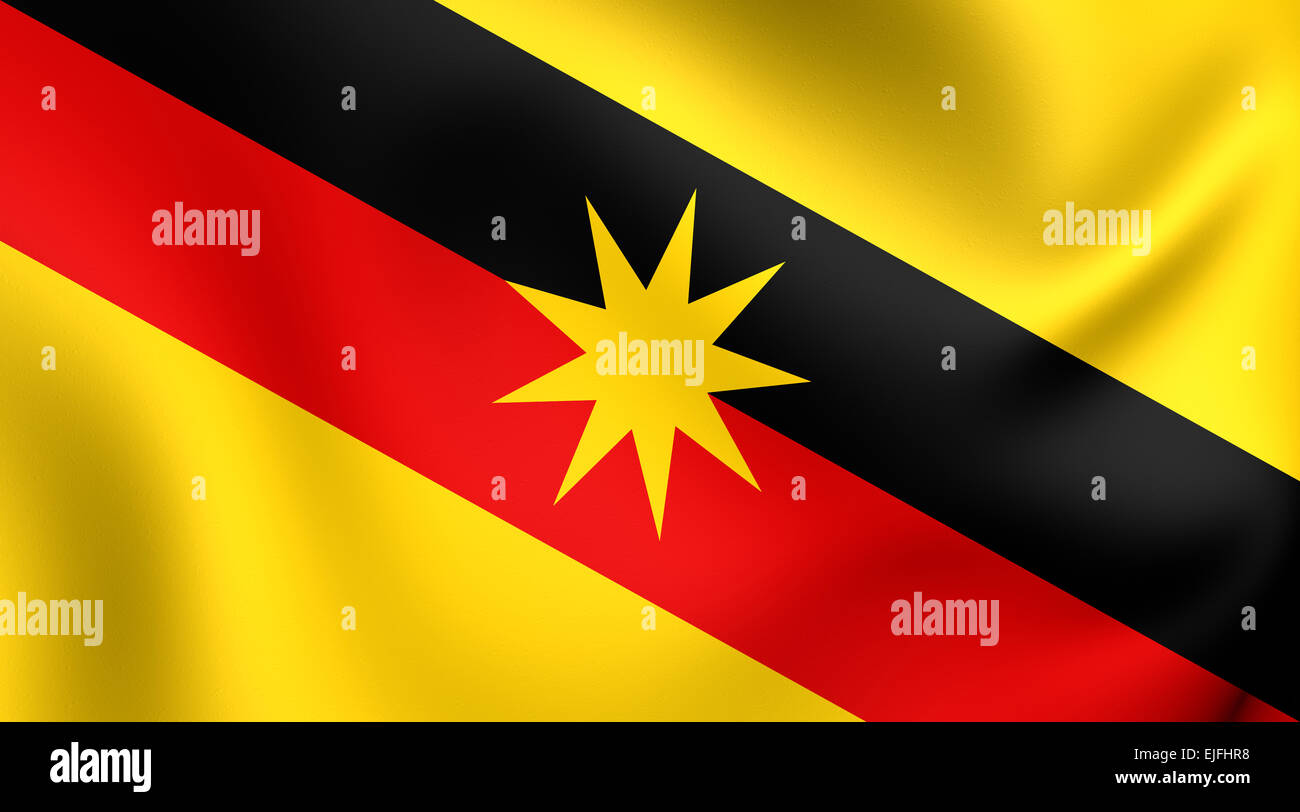 Flag of Sarawak, Malaysia. Close Up. Stock Photo